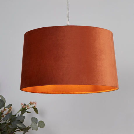 Searchlight Electric VELVET DRUM SHADE 40CM BURNT ORANGE SO701943