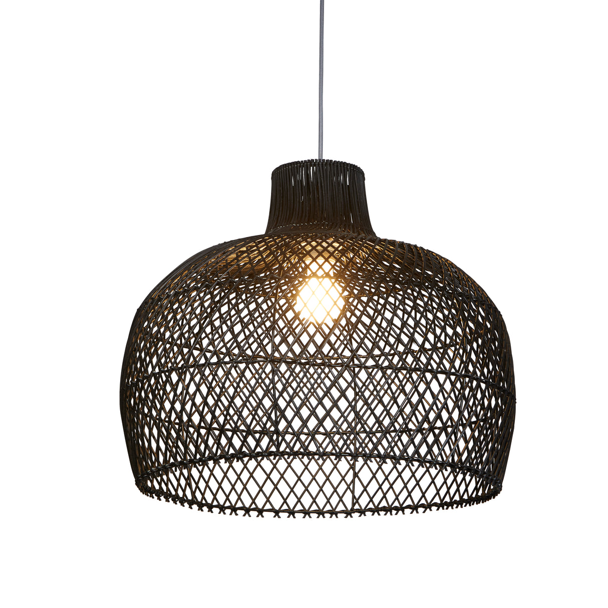 Large Bell Shade - Black Rattan 50Cm