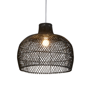 Large Bell Shade - Black Rattan 50Cm