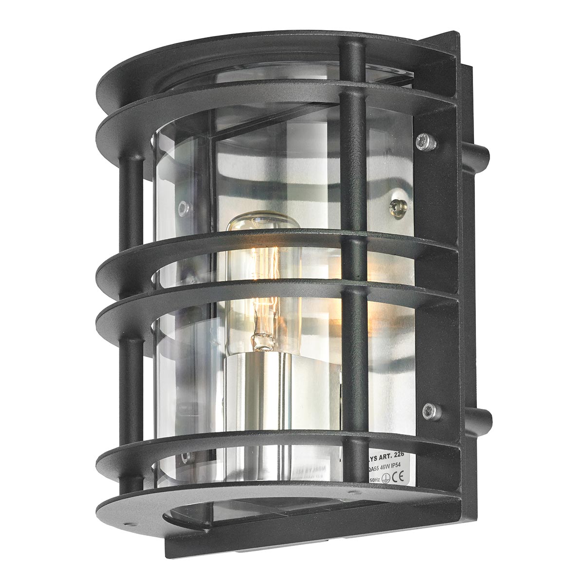 Norlys Stockholm 1 Light Flush Light - Black With Clear Glass ST-FLU-E27-BLK-C