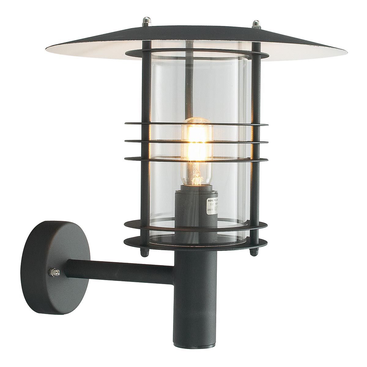 Norlys Stockholm 1 Light Grande Wall Lantern - Black ST1-G-BLK
