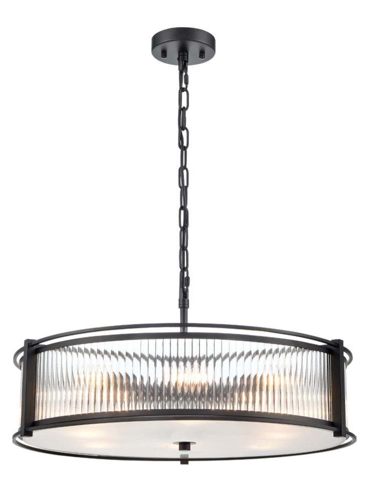 Franklite Sloane 8lt Pendant in matt black Sloane part no - FL2504-8