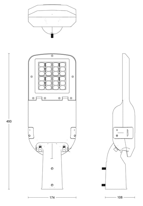 JCC Lighting JC050129 Streetlight 60W IP66 4000K Spigot 76mm Grey 6m Flex