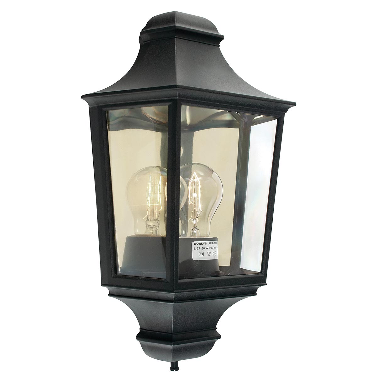 Norlys Turin 1 Light Half Lantern - Black T9-BLACK
