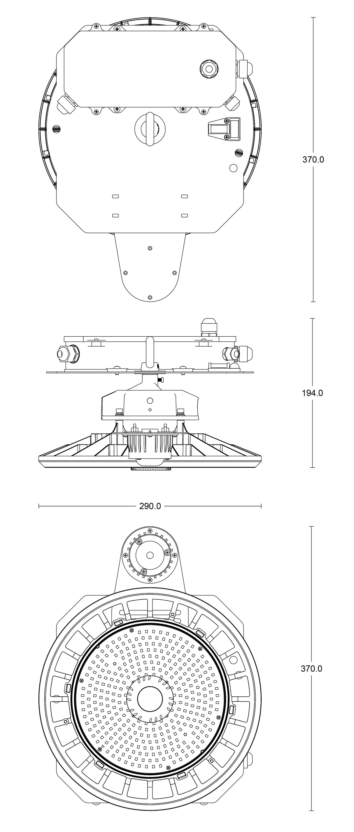 JCC JC040313 Toughbay Pro 200W (150W & 100W) IP65 CCT 4000K/5700K 90° DALI EM ST