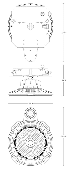 JCC JC040313 Toughbay Pro 200W (150W & 100W) IP65 CCT 4000K/5700K 90° DALI EM ST