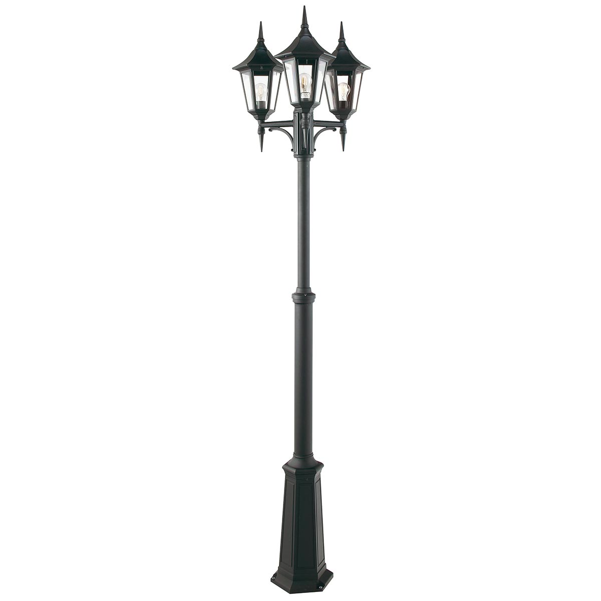 Norlys Valencia 3 Light Triple Head Lamp Post V7-BLACK