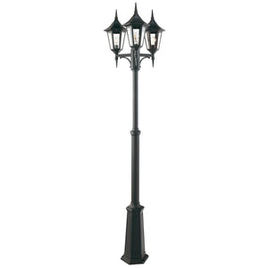 Norlys Valencia 3 Light Triple Head Lamp Post V7-BLACK