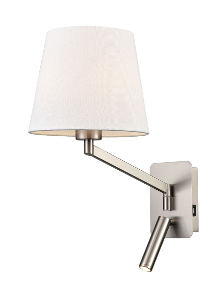Franklite Blyton swing arm wall light with LED reading light and USB Blyton part no - WB122-1174