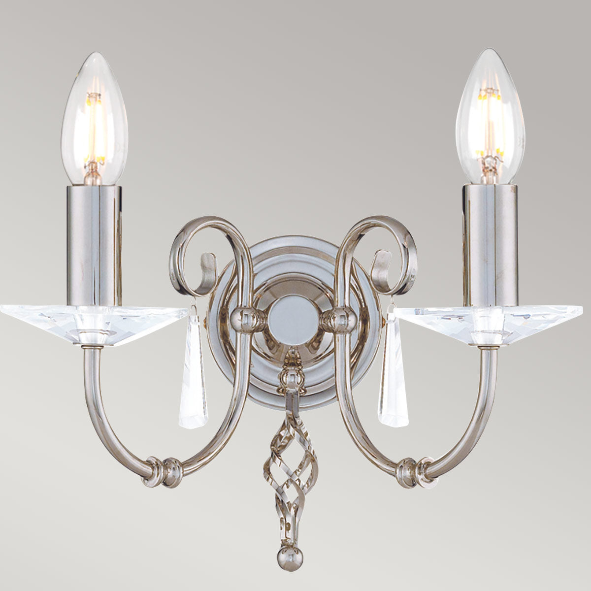Elstead Lighting Wall Light from the Aegean range. Aegean 2 Light Wall Light Product Code = AG2-POL-NICKEL