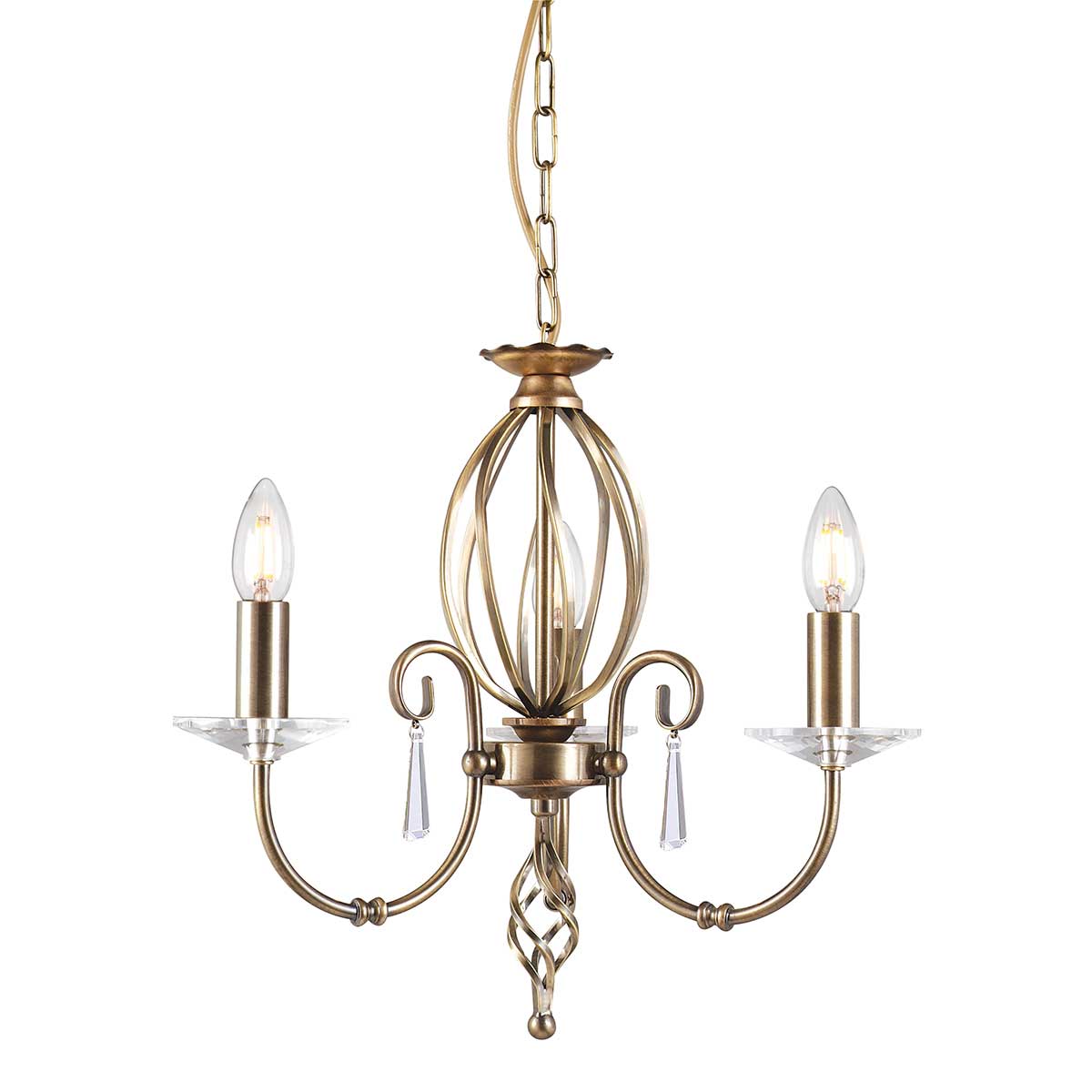 Elstead Lighting Chandelier from the Aegean range. Aegean 3 Light Chandelier Product Code = AG3-AGED-BRASS