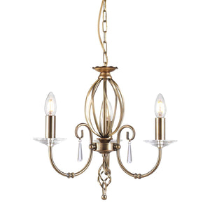 Elstead Lighting Chandelier from the Aegean range. Aegean 3 Light Chandelier Product Code = AG3-AGED-BRASS