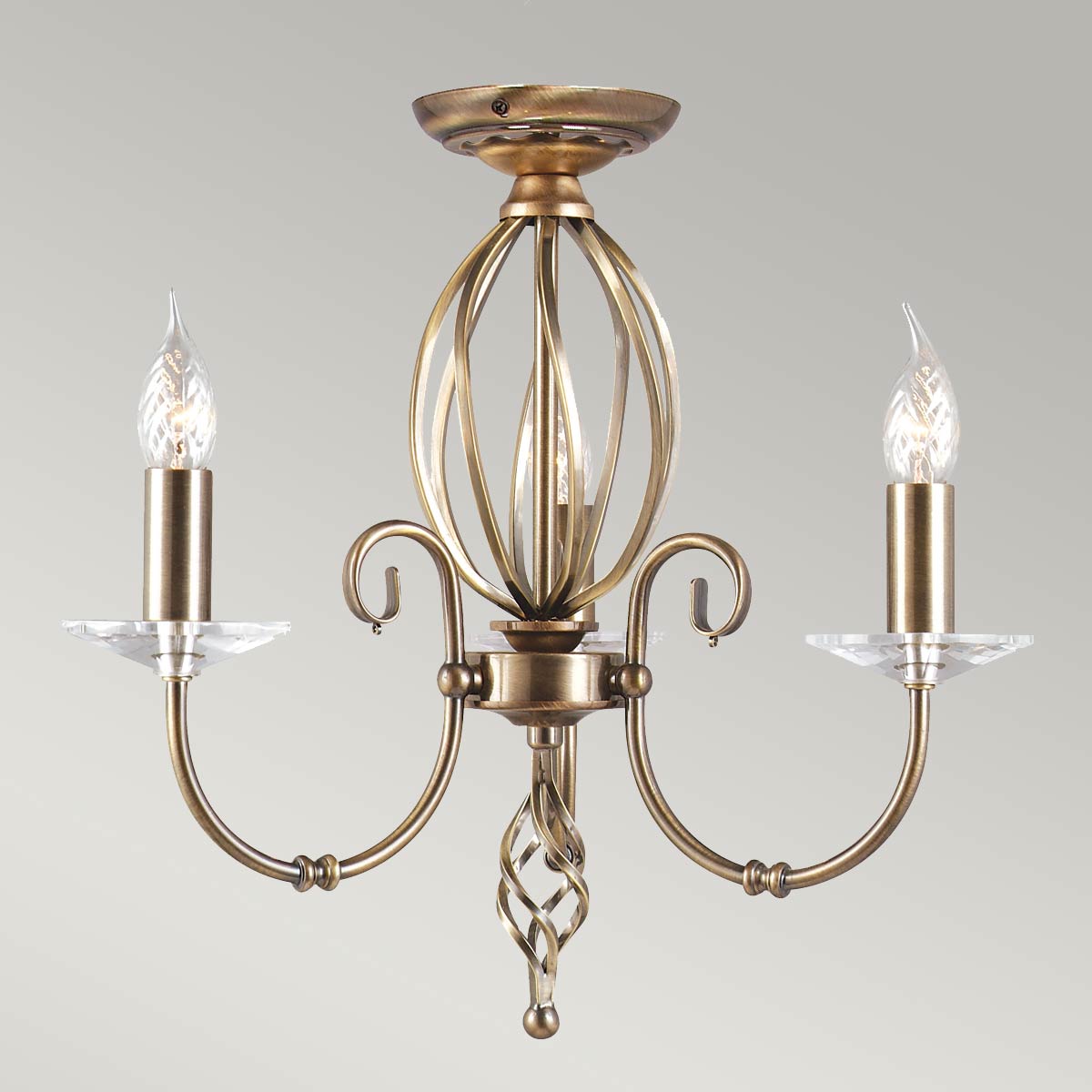 Elstead Lighting Chandelier from the Aegean range. Aegean 3 Light Chandelier Product Code = AG3-AGED-BRASS