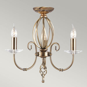 Elstead Lighting Chandelier from the Aegean range. Aegean 3 Light Chandelier Product Code = AG3-AGED-BRASS