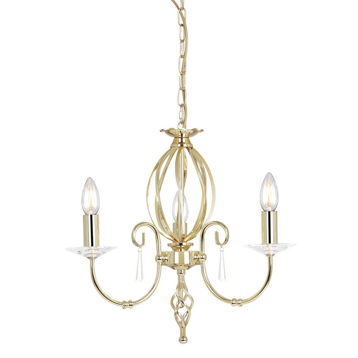 Elstead Lighting Chandelier from the Aegean range. Aegean 3 Light Chandelier – SKU AG3-POL-BRASS