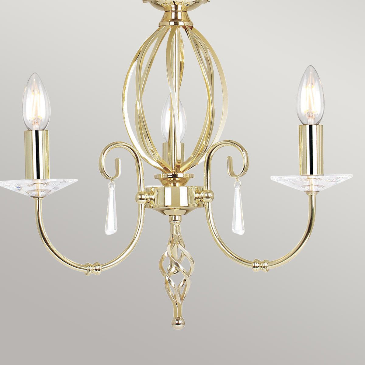 Elstead Lighting Chandelier from the Aegean range. Aegean 3 Light Chandelier – SKU AG3-POL-BRASS
