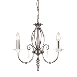 Elstead Lighting Chandelier from the Aegean range. Aegean 3 Light Chandelier Product Code = AG3-POL-NICKEL