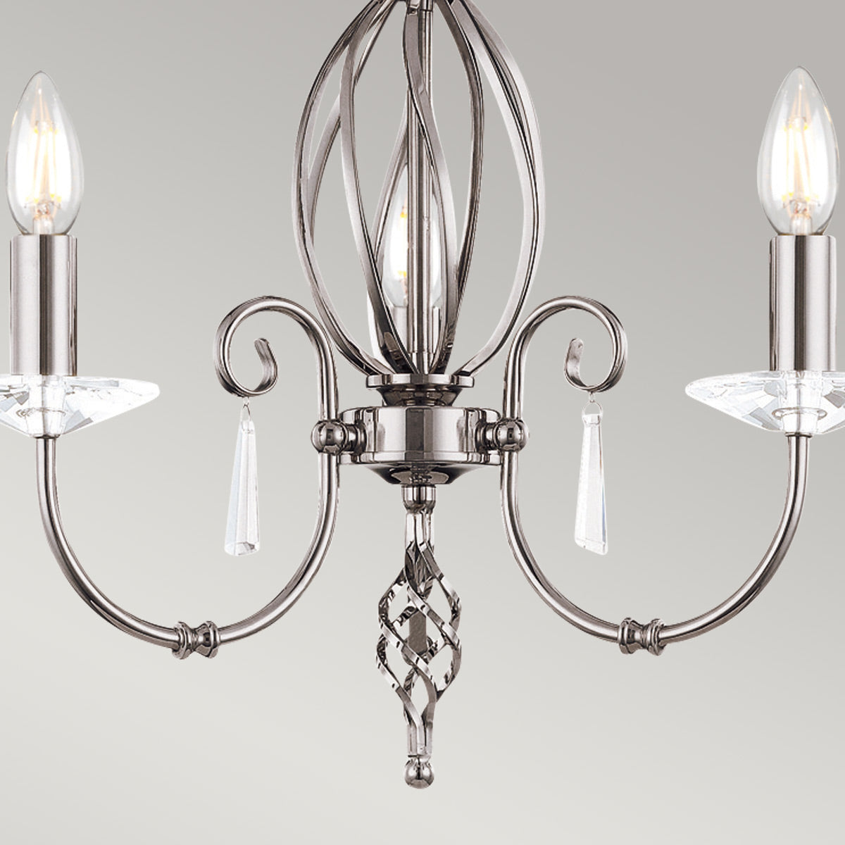 Elstead Lighting Chandelier from the Aegean range. Aegean 3 Light Chandelier Product Code = AG3-POL-NICKEL