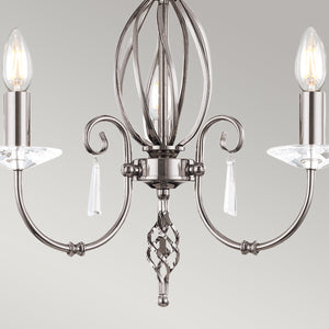 Elstead Lighting Chandelier from the Aegean range. Aegean 3 Light Chandelier Product Code = AG3-POL-NICKEL