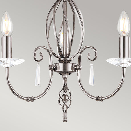 Elstead Lighting Chandelier from the Aegean range. Aegean 3 Light Chandelier Product Code = AG3-POL-NICKEL