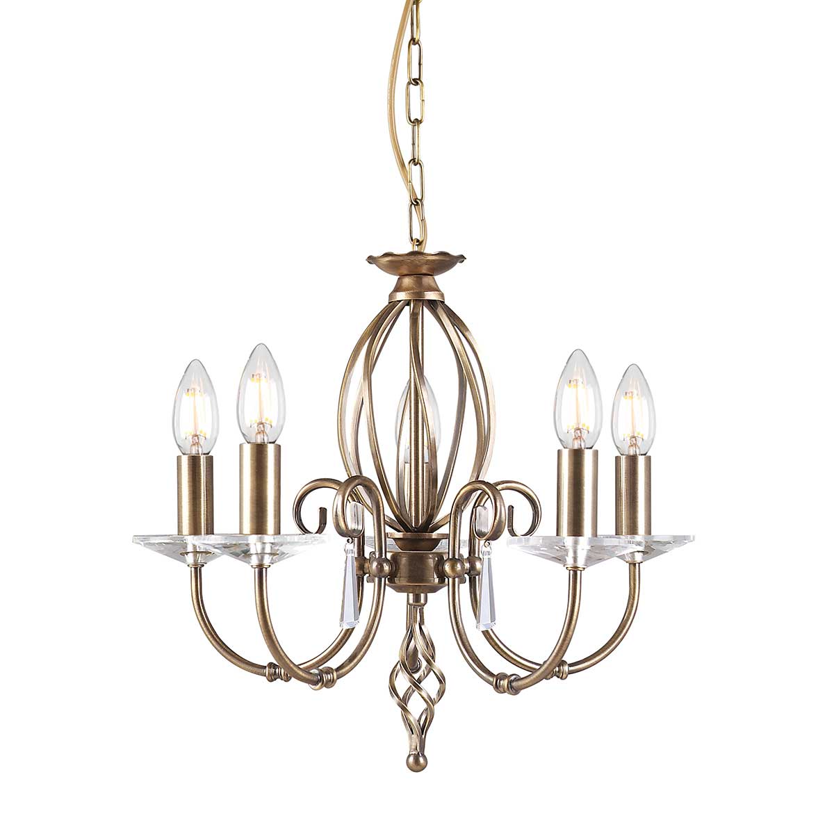 Elstead Lighting Chandelier from the Aegean range. Aegean 5 Light Chandelier Product Code = AG5-AGED-BRASS