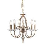 Elstead Lighting Chandelier from the Aegean range. Aegean 5 Light Chandelier Product Code = AG5-AGED-BRASS