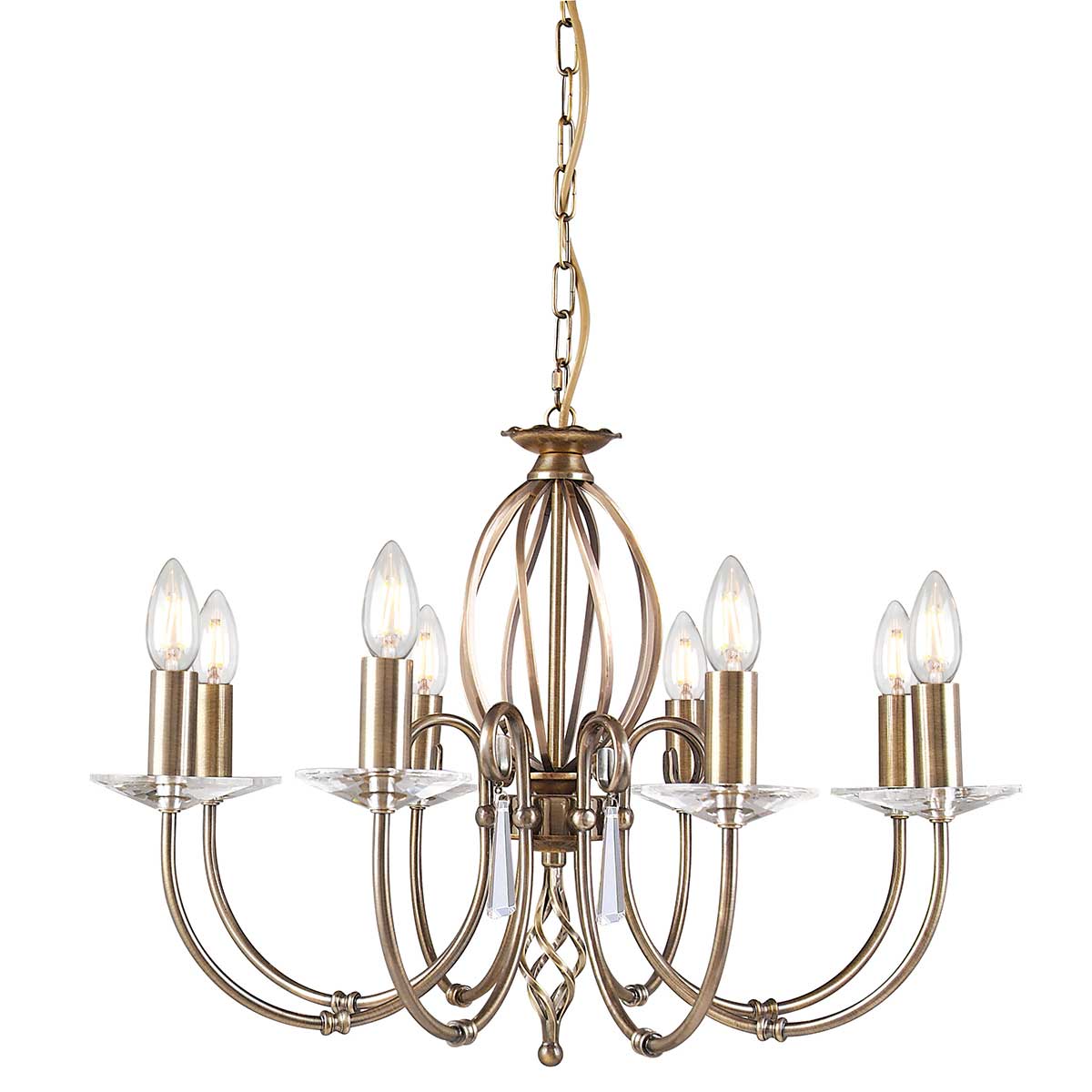 Elstead Lighting Chandelier from the Aegean range. Aegean 8 Light Chandelier Product Code = AG8-AGED-BRASS