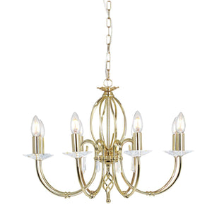 Elstead Lighting Chandelier from the Aegean range. Aegean 8 Light Chandelier Product Code = AG8-POL-BRASS