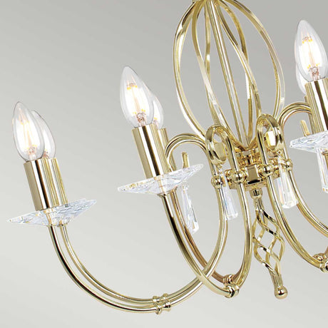 Elstead Lighting Chandelier from the Aegean range. Aegean 8 Light Chandelier Product Code = AG8-POL-BRASS