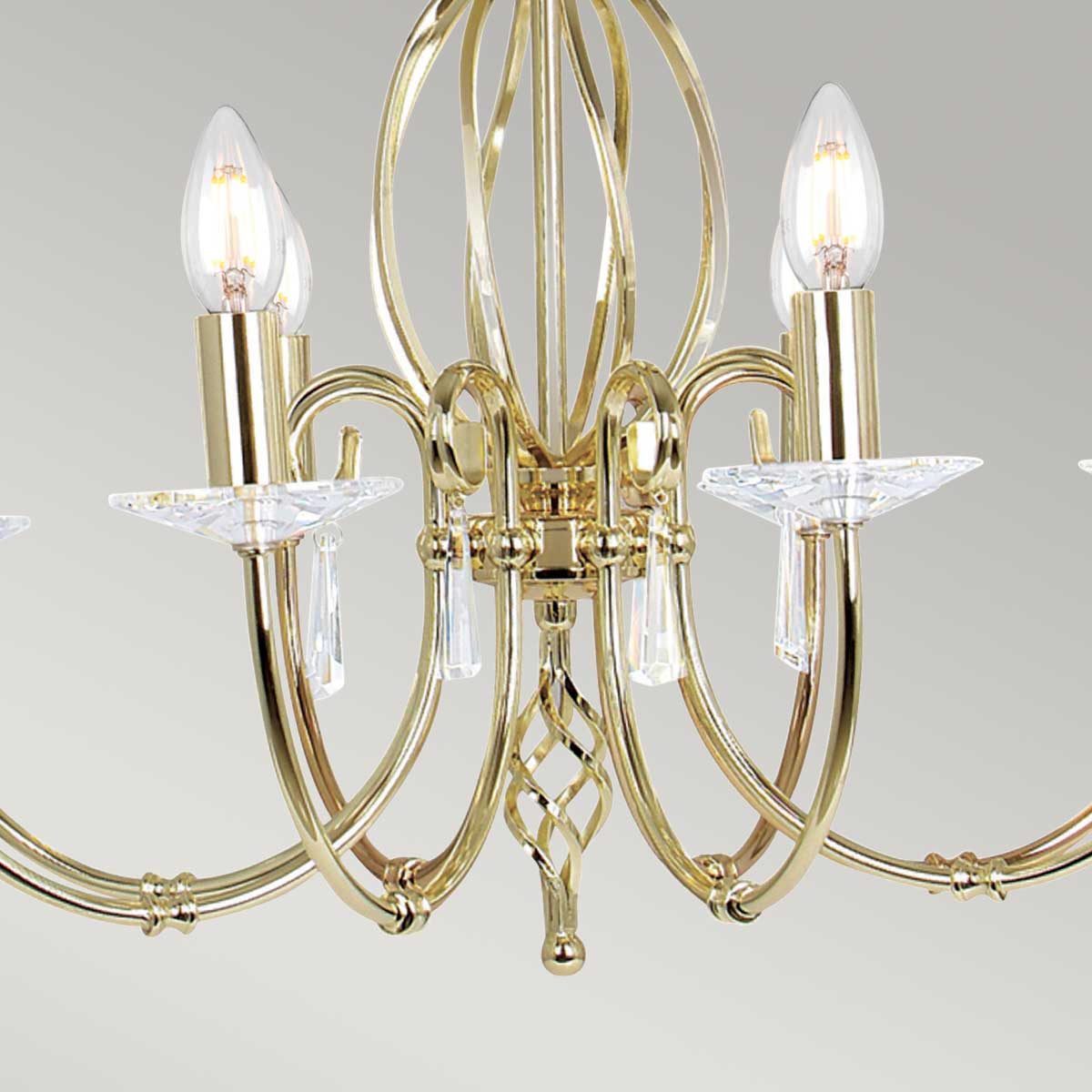Elstead Lighting Chandelier from the Aegean range. Aegean 8 Light Chandelier Product Code = AG8-POL-BRASS