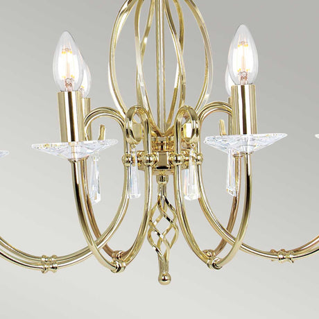 Elstead Lighting Chandelier from the Aegean range. Aegean 8 Light Chandelier Product Code = AG8-POL-BRASS