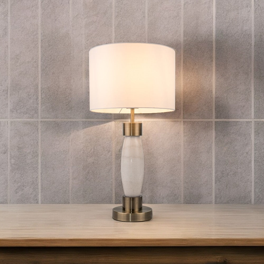 Magnalux Amelia Marble Antique Brass Table Lamp Part Number - AME01ABTL