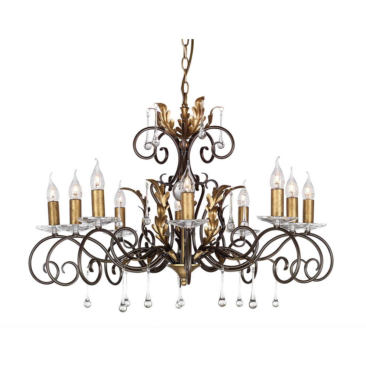 Elstead Lighting Chandelier from the Amarilli range. Amarilli 10 Light Chandelier Product Code = AML10-BRONZE