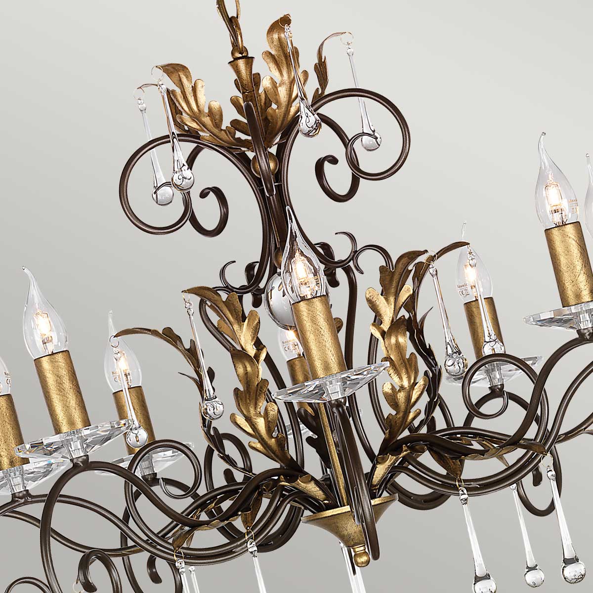 Elstead Lighting Chandelier from the Amarilli range. Amarilli 10 Light Chandelier Product Code = AML10-BRONZE