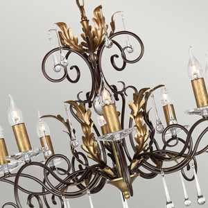 Elstead Lighting Chandelier from the Amarilli range. Amarilli 10 Light Chandelier Product Code = AML10-BRONZE