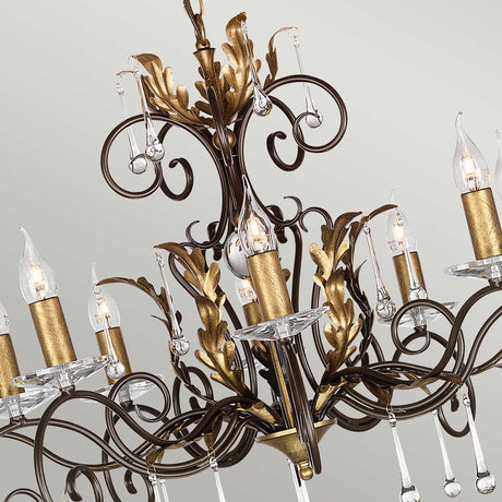 Elstead Lighting Chandelier from the Amarilli range. Amarilli 10 Light Chandelier Product Code = AML10-BRONZE