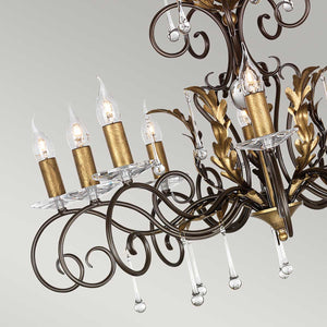 Elstead Lighting Chandelier from the Amarilli range. Amarilli 10 Light Chandelier Product Code = AML10-BRONZE