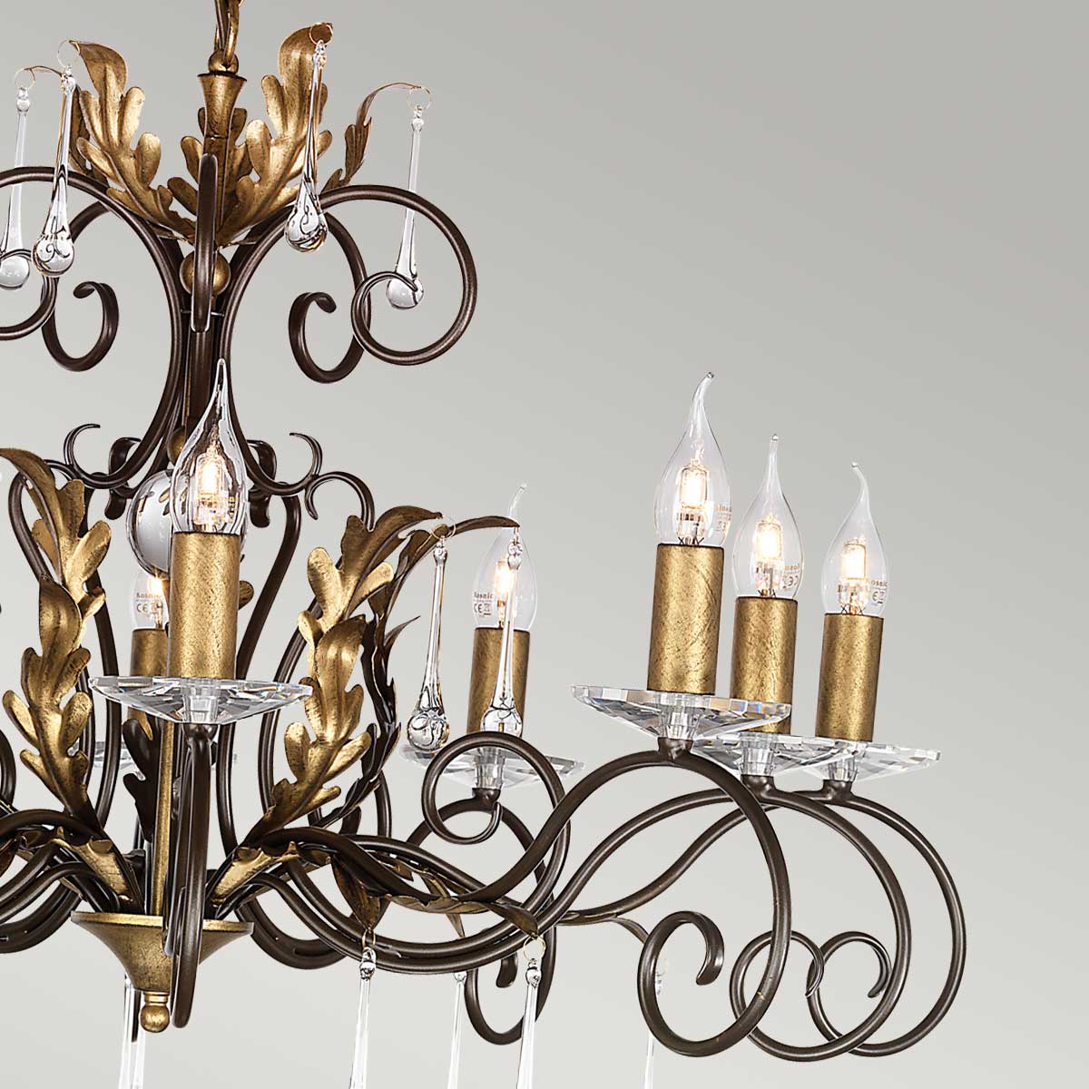 Elstead Lighting Chandelier from the Amarilli range. Amarilli 10 Light Chandelier Product Code = AML10-BRONZE