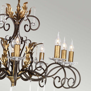 Elstead Lighting Chandelier from the Amarilli range. Amarilli 10 Light Chandelier Product Code = AML10-BRONZE