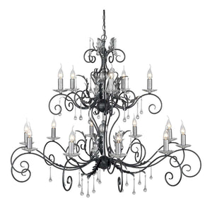 Elstead Lighting Chandelier from the Amarilli range. Amarilli 15 Light Chandelier Product Code = AML15-BLK-SILVER