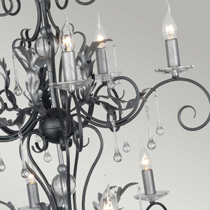 Elstead Lighting Chandelier from the Amarilli range. Amarilli 15 Light Chandelier Product Code = AML15-BLK-SILVER