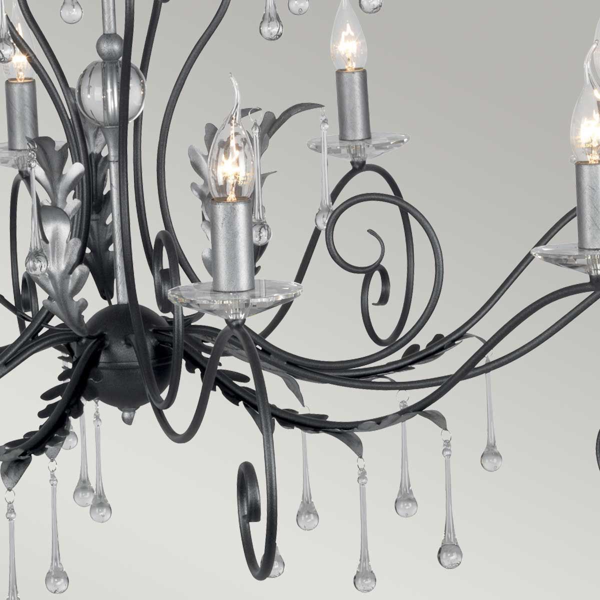 Elstead Lighting Chandelier from the Amarilli range. Amarilli 15 Light Chandelier – SKU AML15-BLK-SILVER