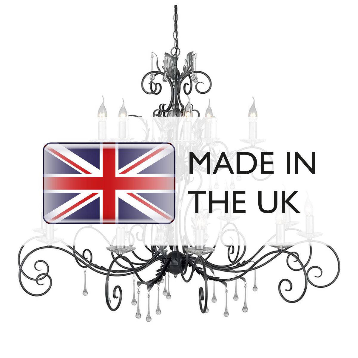 Elstead Lighting Chandelier from the Amarilli range. Amarilli 15 Light Chandelier – SKU AML15-BLK-SILVER
