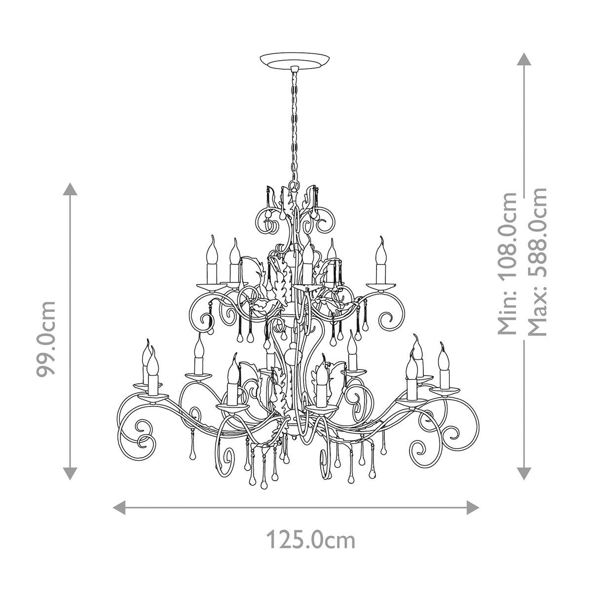 Elstead Lighting Chandelier from the Amarilli range. Amarilli 15 Light Chandelier – SKU AML15-BLK-SILVER
