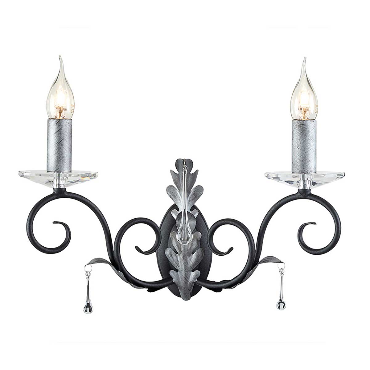 Elstead Lighting Wall Light from the Amarilli range. Amarilli 2 Light Wall Light Product Code = AML2-BLK-SILVER