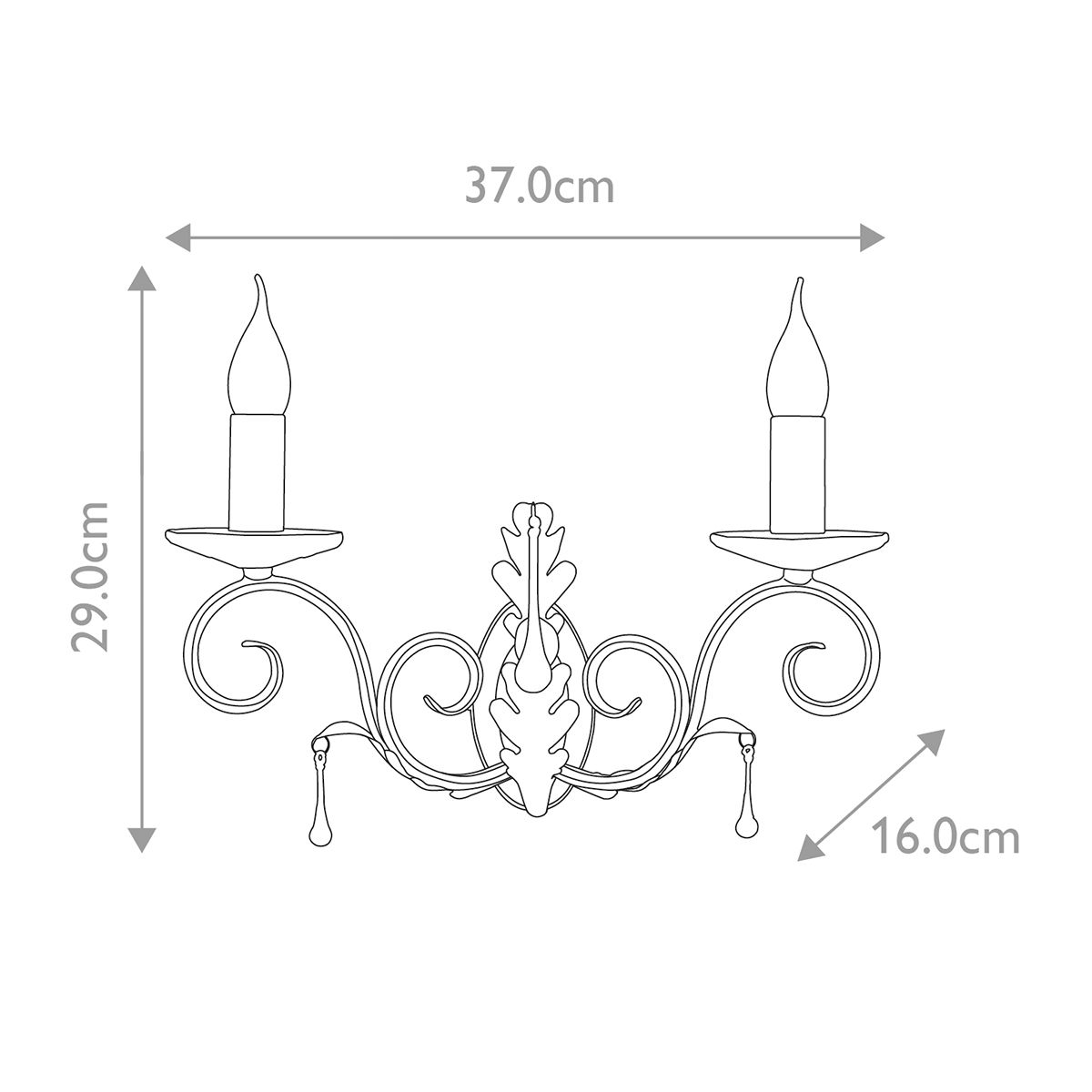 Elstead Lighting Wall Light from the Amarilli range. Amarilli 2 Light Wall Light – SKU AML2-BLK-SILVER