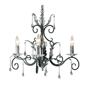 Elstead Lighting Chandelier from the Amarilli range. Amarilli 3 Light Chandelier Product Code = AML3-BLK-SILVER