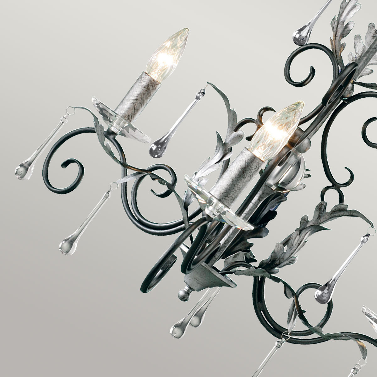Elstead Lighting Chandelier from the Amarilli range. Amarilli 3 Light Chandelier Product Code = AML3-BLK-SILVER