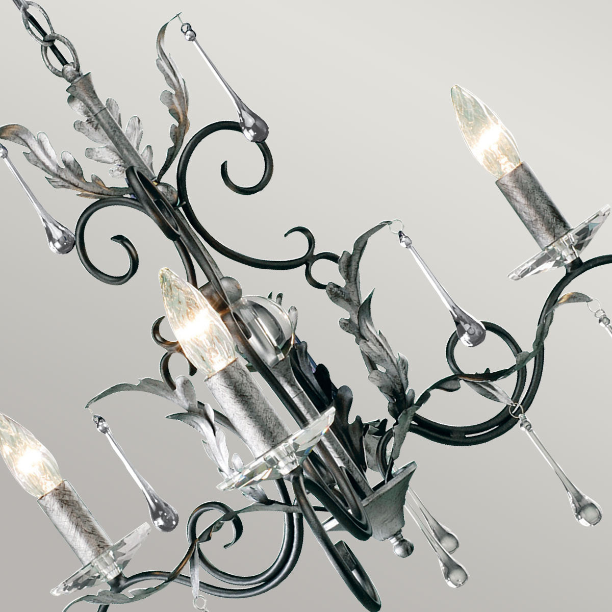 Elstead Lighting Chandelier from the Amarilli range. Amarilli 3 Light Chandelier Product Code = AML3-BLK-SILVER