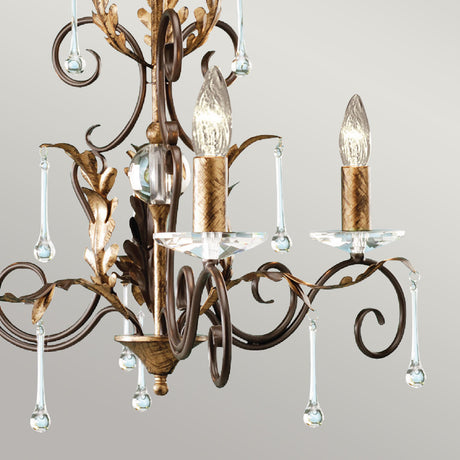 Elstead Lighting Chandelier from the Amarilli range. Amarilli 3 Light Chandelier Product Code = AML3-BRONZE